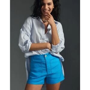 Anthropologie Maeve THE COLETTE Linen Blend Shorts in Wedgewood Blue 31 NWT $98